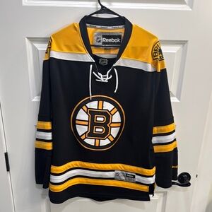Boston Bruins Vintage Reebok Black and Yellow Hockey Jersey